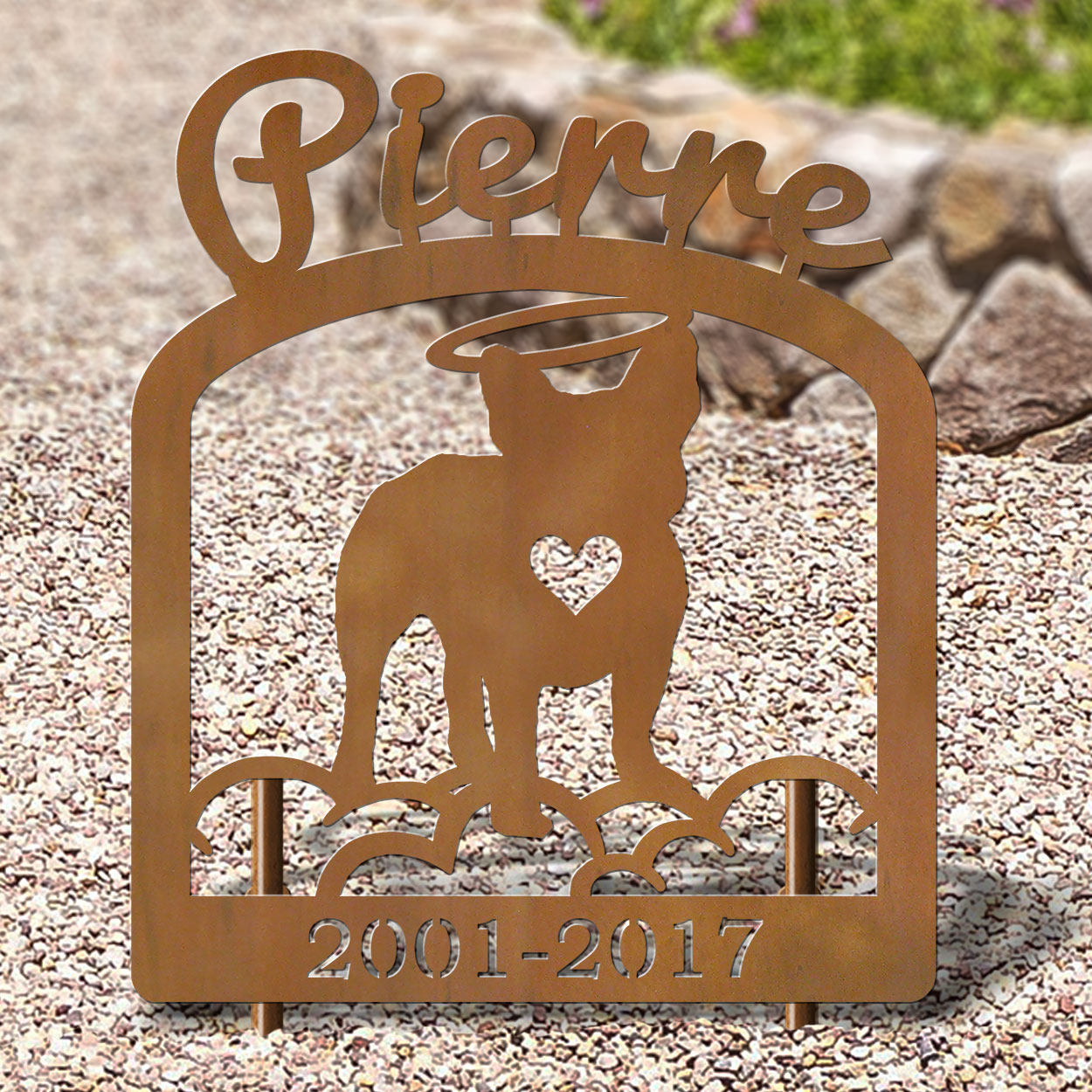 Home with frenchie outline - customizable dog outline, pet doormat